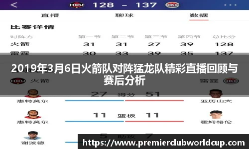 2019年3月6日火箭队对阵猛龙队精彩直播回顾与赛后分析